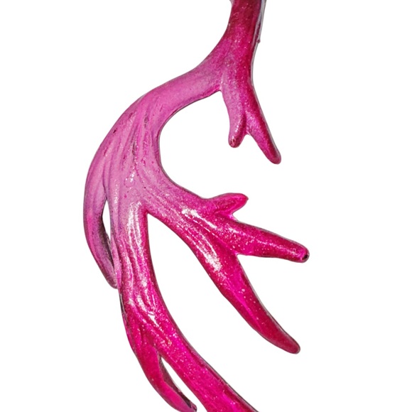 Set of (3) Gold, Pink, & hints of Red Antler Ornaments - Picture 6 of 16